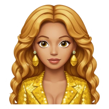 Beyonce with long strawberry blonde hair, yellow sequin outfit and earrings  sticker