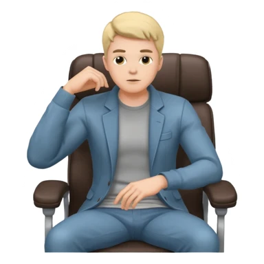 guy imitating thinker statue pose but with casual clothes and sitting in a office chair sticker