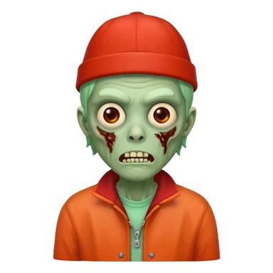 zombie in red hats orange jacket sticker