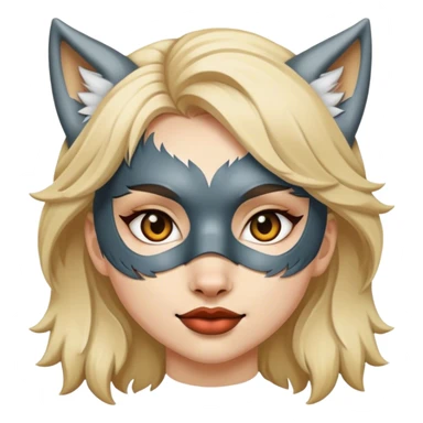 A blonde haired girl wearing a wolf mask  sticker