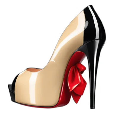 Louboutin Black patent Leather Lady Peep Toe Platform sticker