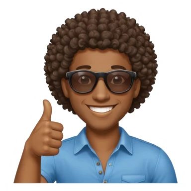 African Black tribal man with curly hair wearing sunglasses smiling thumbs up sticker