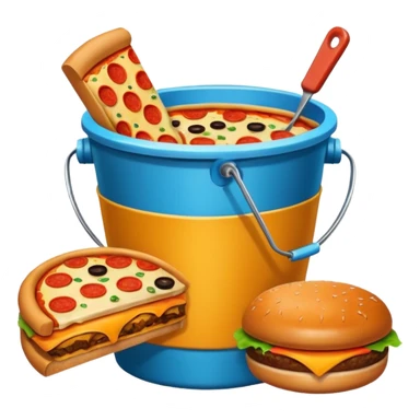ganarate a emogi a bucket of food with pizza buerger coffee sticker