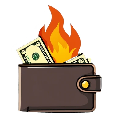 burning wallet sticker