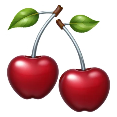 A pair of cherries emoji made of liquid silver chrome, smooth rounded shapes, glossy metallic surface, subtle sensual vibe, luxury sexy aesthetic, iOS emoji style, centered, clean white background sticker