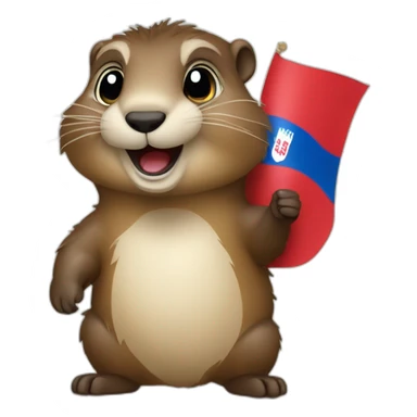cute marmot holding the serbian flag sticker