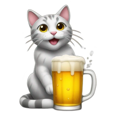 cat drink beer sticker
