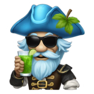 pirate Papa Smurf drinking mojito sticker