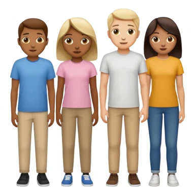 A line of 5 people standing, second variation sticker