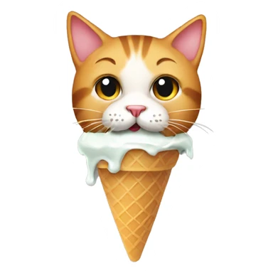 A cat eating ice cream sticker