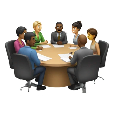 men and women work meeting at a table sticker