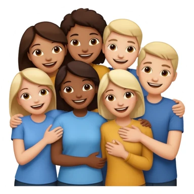 a group of diverse friends laughing and hugging sticker