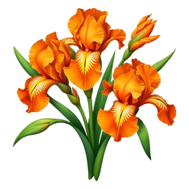 big bouquet Vibrant Orange Iris, luxuriant, leaf, bud sticker