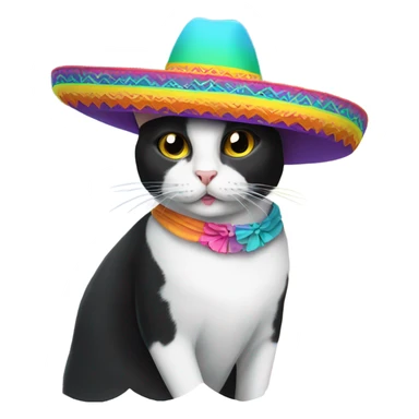 Tuxedo cat wearing a sombrero  sticker