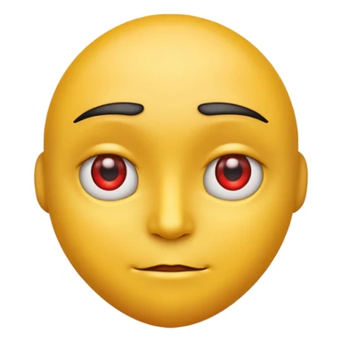 crate a yello emoji crossing its arms with red eyes looking to the side and stright lips sticker