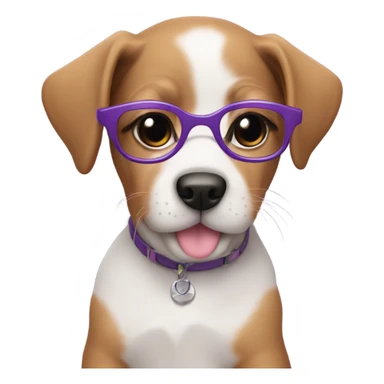 Puppy wearing purple glasses sticker