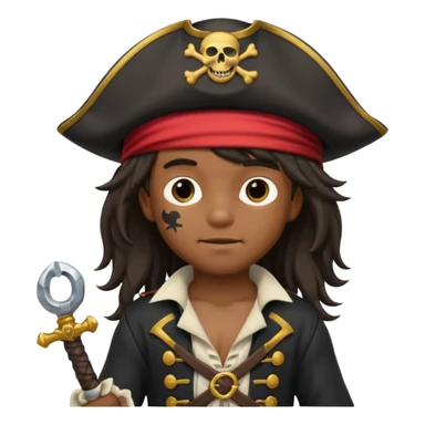 Garoto negro fofo e cabelo comprido usando fantasia de pirata sticker