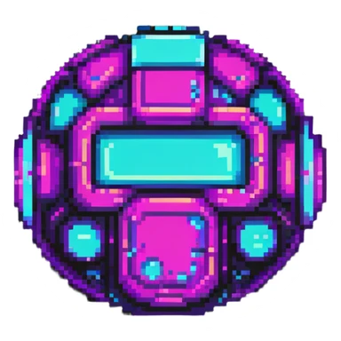 futuristic cyberpunk pixel art icon, vivid neon colors purple magenta cyan, minimal expressive design, 32x32, centered, high contrast, transparent background, no text, suitable for dark background, song title symbol sticker