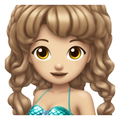 mermaid hime gyaru girl, swimsuit, brown hair sticker
