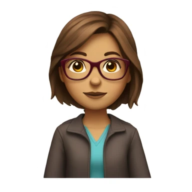 Girl with brown hair wearing Bordeaux red glasses studying  sticker