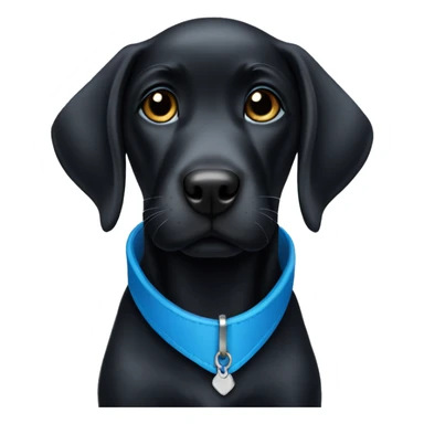 Black lab puppy with blue collar sticker