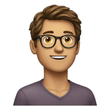 Young brown haired men with glasses, throwing grape sticker