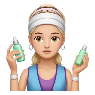 Clean girl aesthetic emoticons, apply skincare products, headband, glowing skin, vest, soft lighting
 sticker