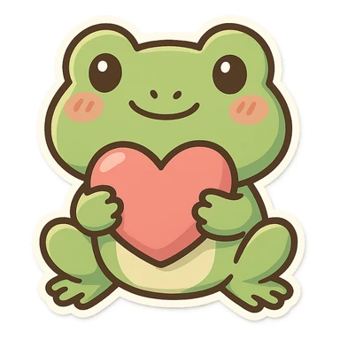 Cute frog holding a heart, Q version sticker style sticker