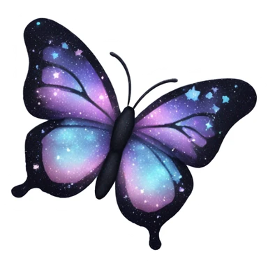 sparkly pastel black galaxy butterfly sticker