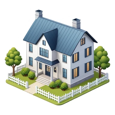 isometric exterior modern farmhouse, 3d realistic sticker