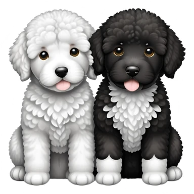 Two Spanish Water Doodle black and white puppy sticker