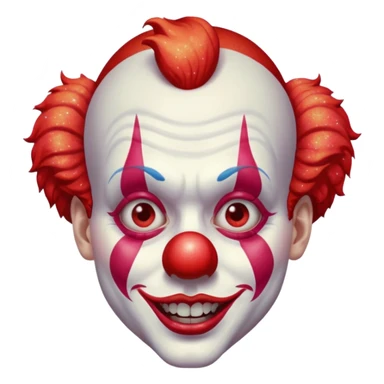 red glitter clown with the retarded facial expression sticker