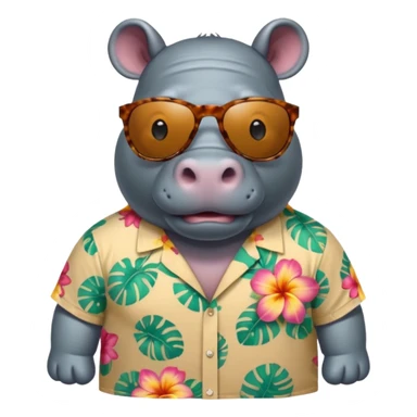 hippo with aloha shirt wearing sunglasses sticker