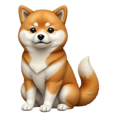 cinematic-[shiba inu]-realistic-full-body-sitting-emoji,-tail-resting-loosely-beside-its-paws,-head-tilted-dramatically, -fluffy-[orange white]-fur,-simplified-yet-realistic-focused-features,-highly-detailed,-glowing-with-an-almost-sarcastic-glow sticker