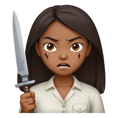 angry filipina girl holding knife sticker
