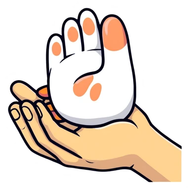 cat paw touching human hand in friendship sticker