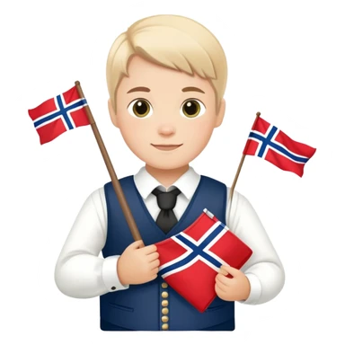 Norwegian 17th of May celebration with Norwegian flag, traditional bunad, festive atmosphere sticker