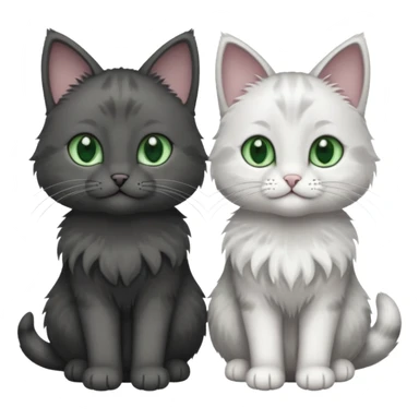 2 different coloured small cats including a dark grey and white and a completely solid dark grey with green eyes and only white paws sticker
