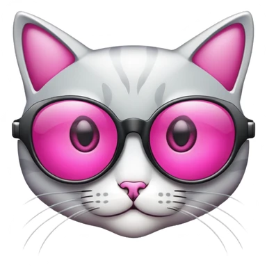 cat-eye shaped safety glasses with bright pink lenses, fashionable protection sticker