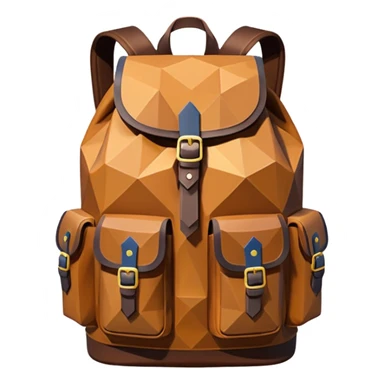 backpack brown emoji low poly  sticker