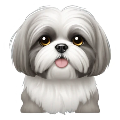Grey and white Shih Tzu with hair so fluffy you can’t see his eyes  sticker