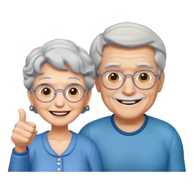 granny with a pumped up guy emoji iOS 18.1 sticker