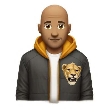 Bald man wearing a lions starter jacket sticker