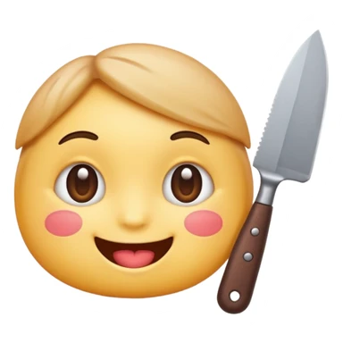 un emoji con cara adorable y un cuchillo sticker