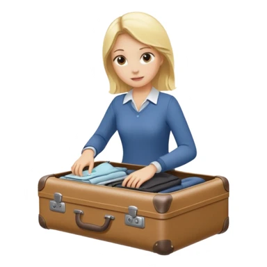 Blonde girl packing a suitcase sticker