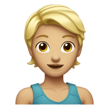 A girl with blonde short hair and glass that has a muscle arms around her sticker