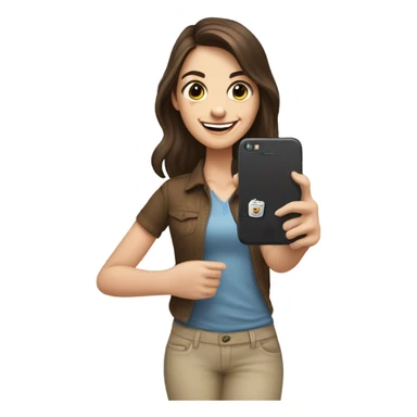 Brunette white Girl taking selfie with her phone sticker