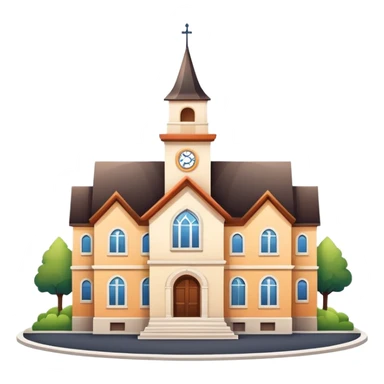 symbol for municipality with town hall building and small houses sticker