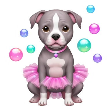 Grey Pibble in a tutu , surrounded by bubbles  sticker
