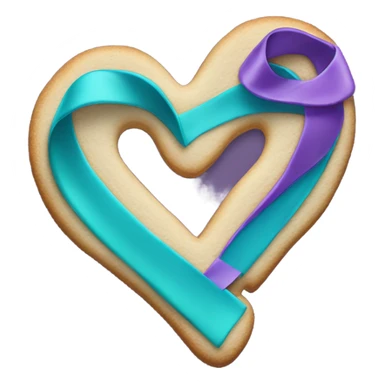 Purple teal Suicide awareness ribbon, heart cookie sticker